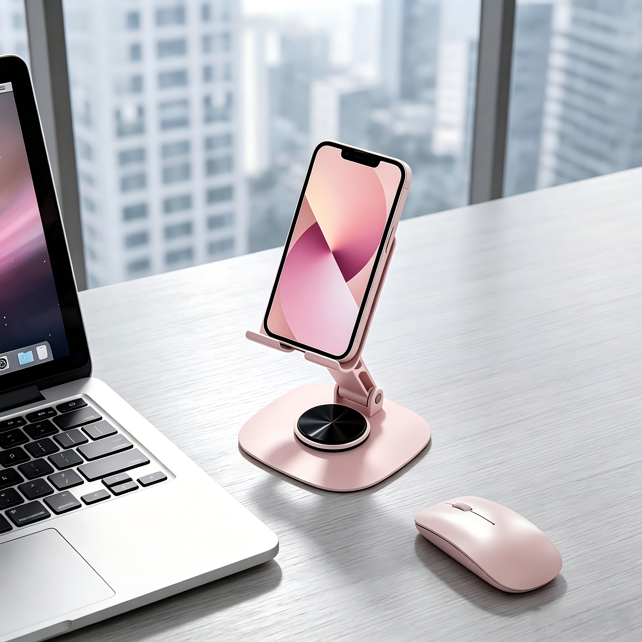 TEMU 360-degree Rotating Phone And Tablet Stand, Adjustable Angle, Portable Folding Design, Made Of Metal Material, Suitable For Desktop, Office,