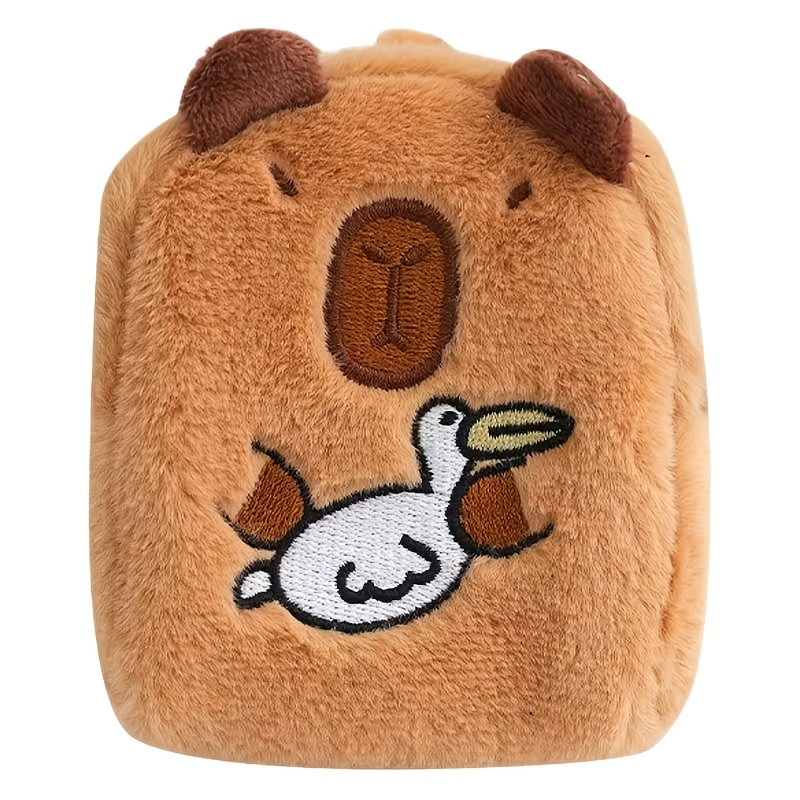 TEMU 1pc/3pcs Cartoon Capybara Coin Purse, Capybara Plush Coin Purse Cute Doll Charm Keychain, Student Earphone Pouch, Data Cable Storage Bag