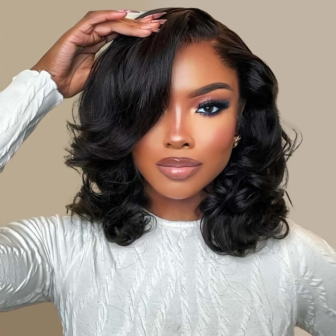 Glueless Bob Wig For - Body Wave Lace Front Human Hair Wigs For Women - Pre-plucked And Pre-cut 4x4 Lace Closure - Ideal For Beginners Without Glue