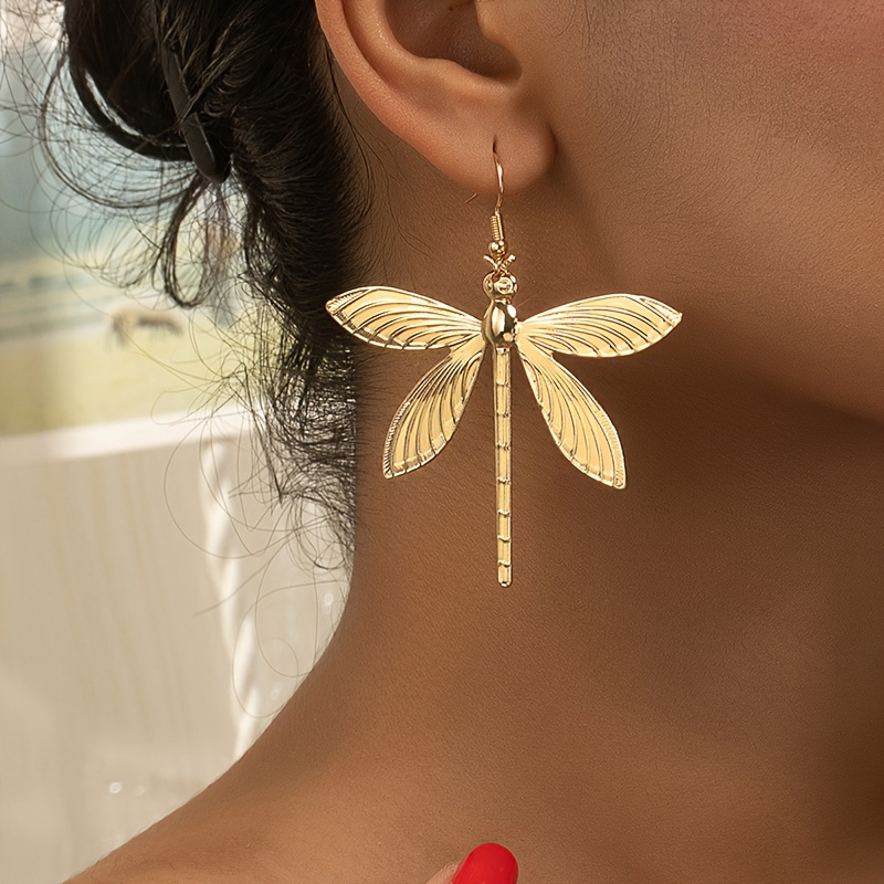 TEMU 2pcs Set Of Minimalist Elegant Metal Dragonfly Earrings