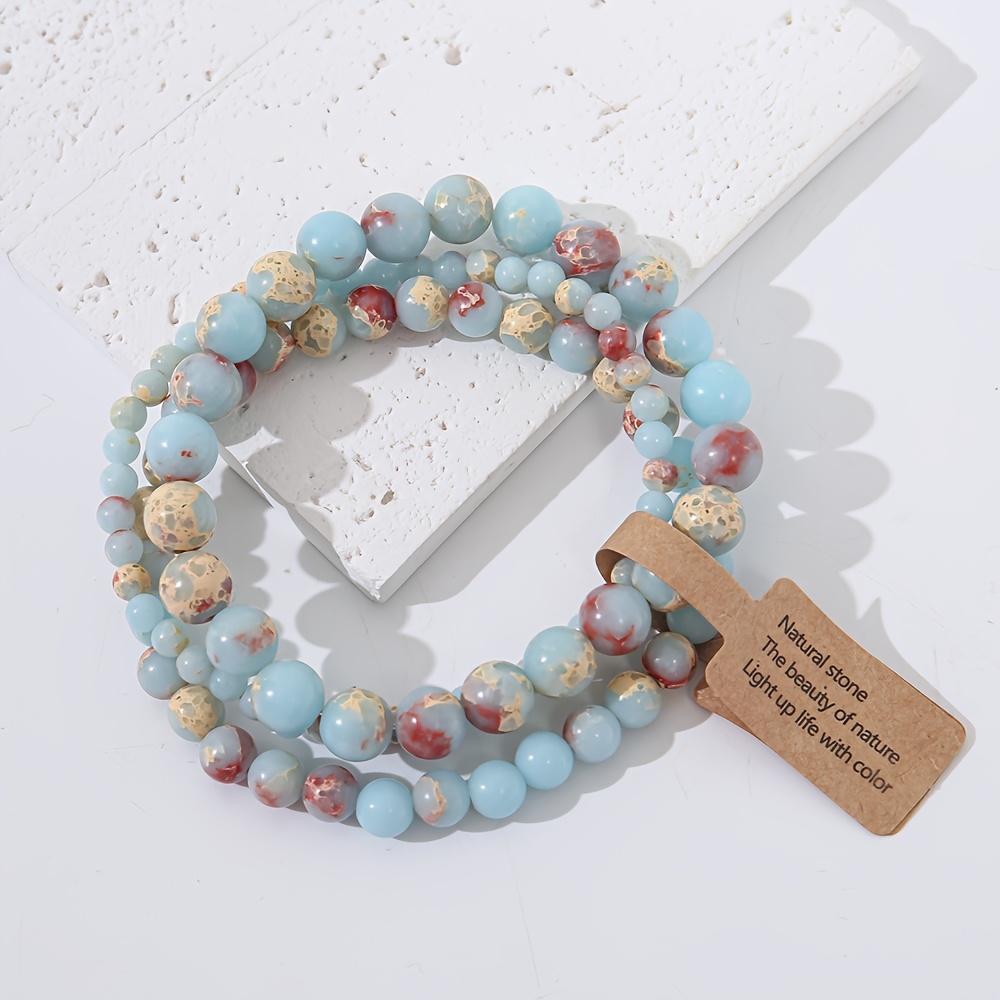TEMU Bracelet unisexe transfrontalier en perles de de 4 mm, 6 mm et 8 mm