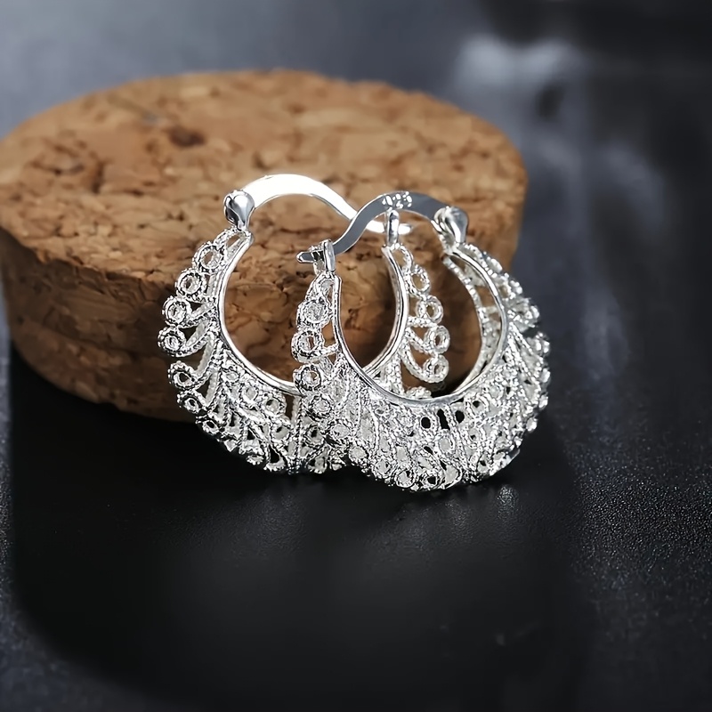 

Stylish Vintage 925 Sterling Silvery Earrings, Suitable For Women, Luxurious Designer Jewelry, Weddings And , Fashion Accessories, Ideal Holiday Gift