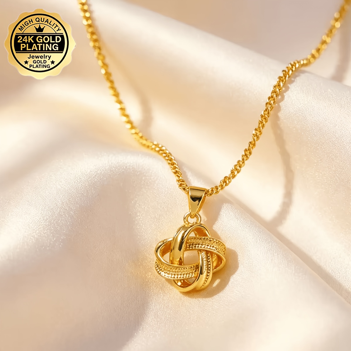 TEMU 2026 New 24k Golden-plated Knot Vintage Exquisite Twisted Knot High-end Necklace, Ideal For Daily Wear And Gifting