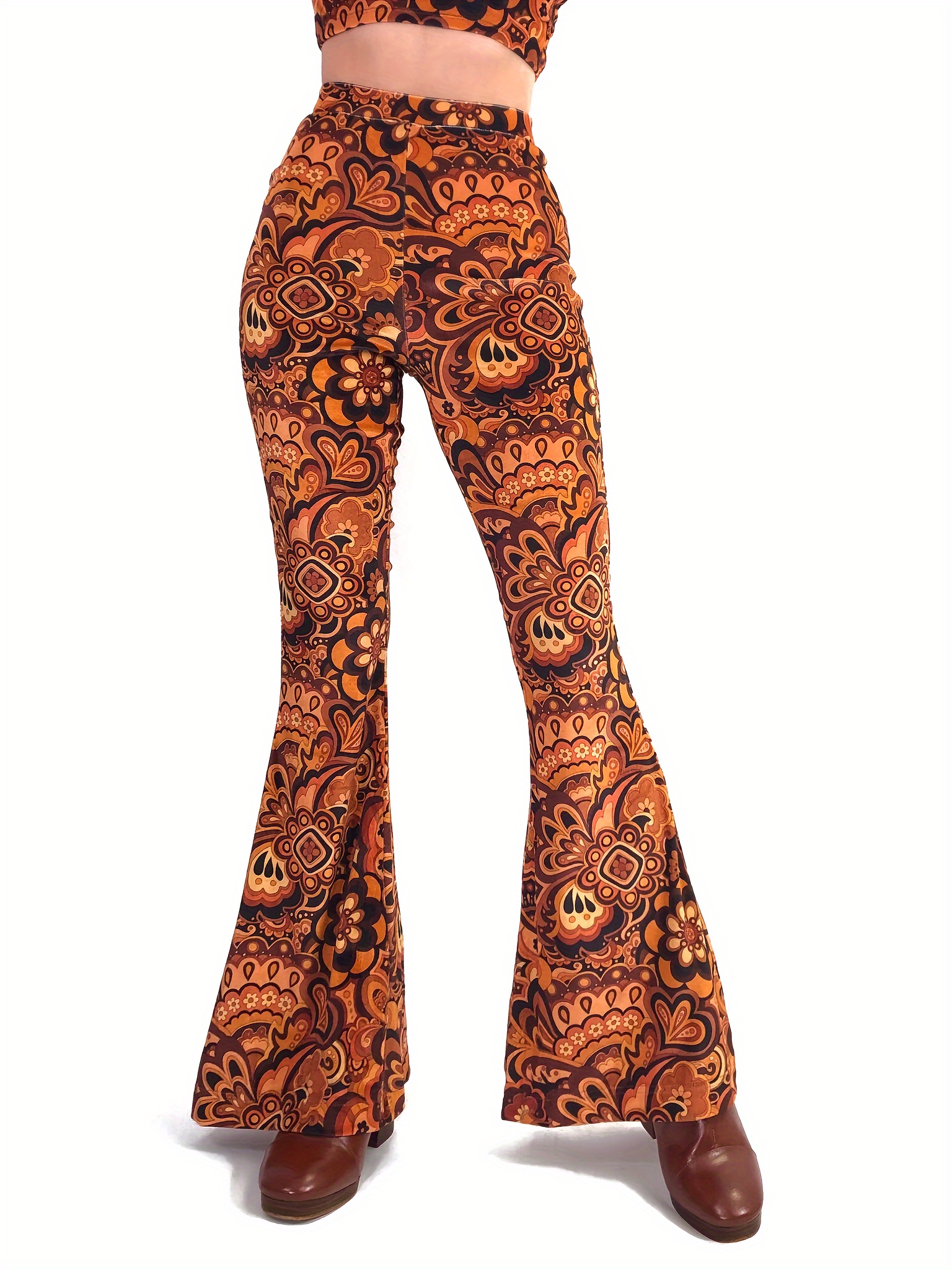 women's high waist cut out pants ladder bootcut textured flare