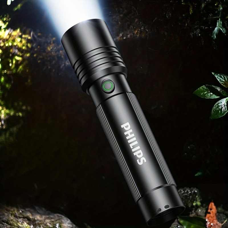 Single And Flashlight With Adjustable Zoom, Extremely Bright For Long Distances, Featuring 5 For Outdoor Use, Portable Design, Ultra-long , Power Indicator