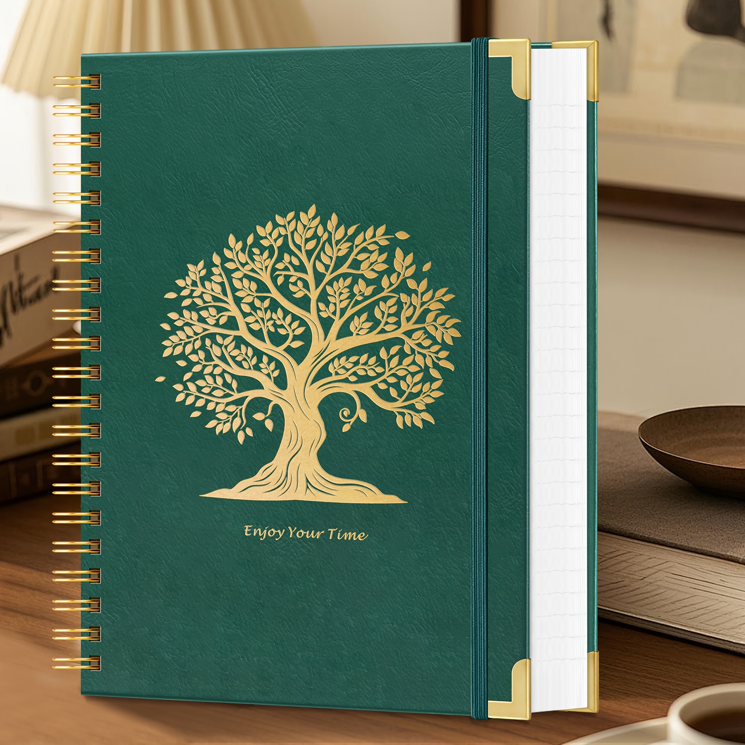 TEMU A4 Spiral Notebook Journal, Large College Ruled Notebook For Women Men, 300 Pages 100gsm Thick Paper, No Bleed, Leather Cover With , 8.5" X 11",