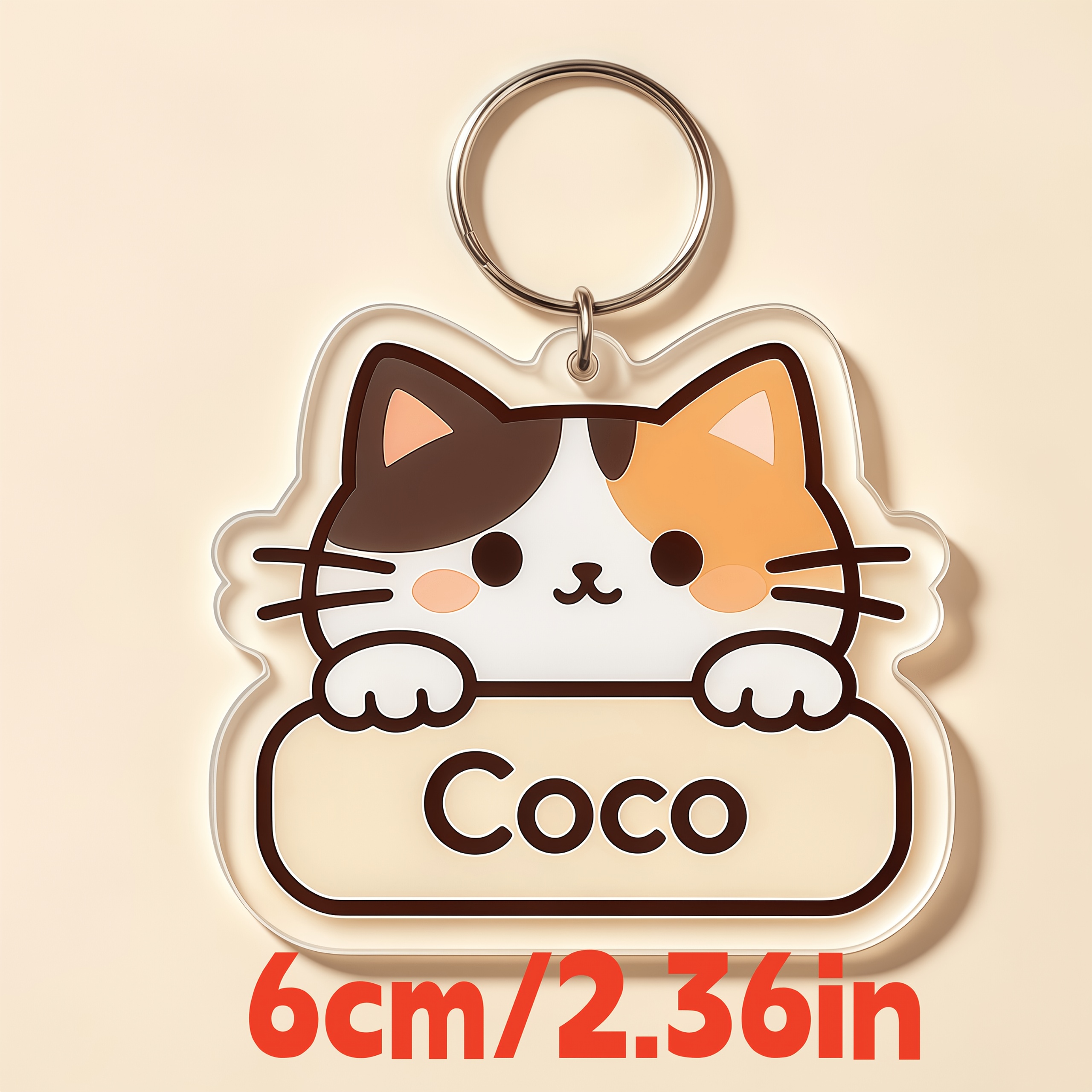 TEMU 3mm Acrylic Personalized Cat Name Keychain, Custom Cute Cartoon Cat Key Ring, Gift