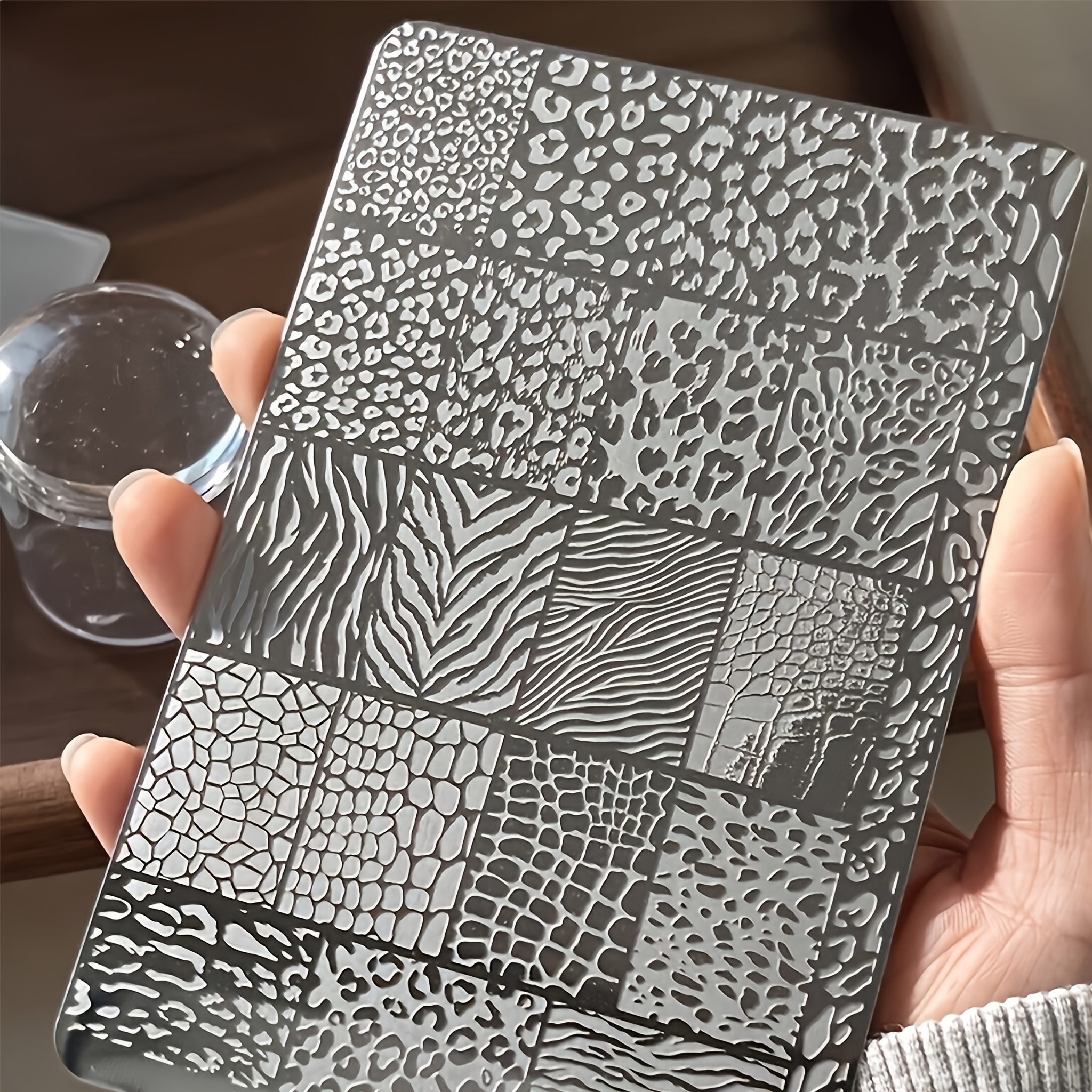 TEMU Leopard Print Nail Stamping Plate Suitable For Diy Nail Art & Embossing - Clear Stamp Plate With Animal Templates, Easy-to-use For Nail Designs,