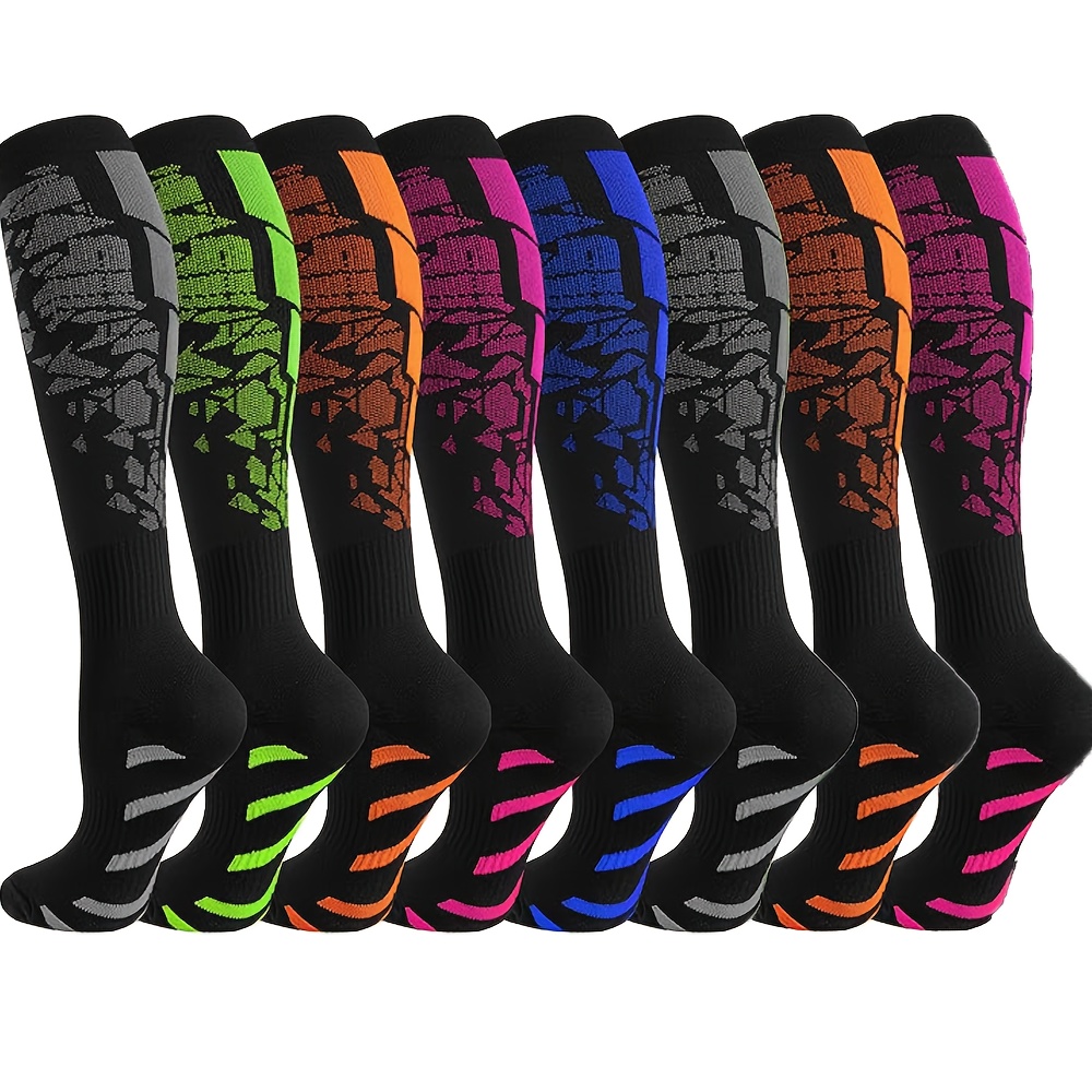 Image of 8 Pairs Compression Socks For Men Work Must Have Athletic Running Cycling Hiking Support Comfortable Cozy Fabric Gifts For Dad Grandpa Friend Bf Athletic Work Travel Flight Sports