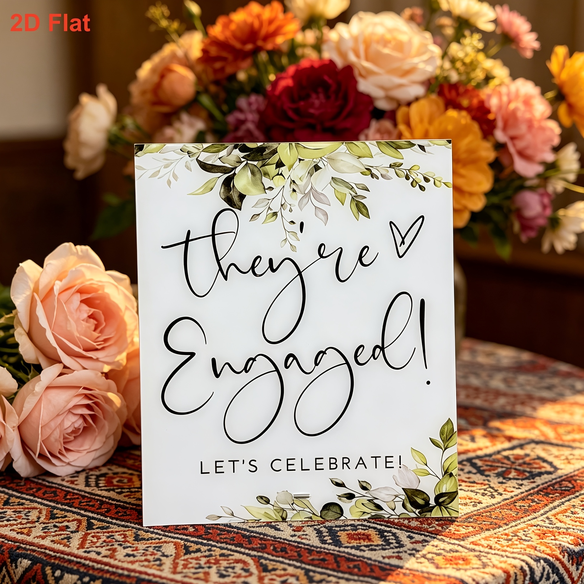 TEMU 2d Flat, 1pc Acrylic 're Engaged Sign, Engagement Party Supplies, Wedding Bridal Shower Decor