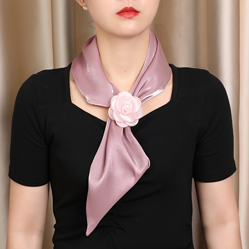 DESIGN - Foulard quadrato grande in raso di poliestere marrone con