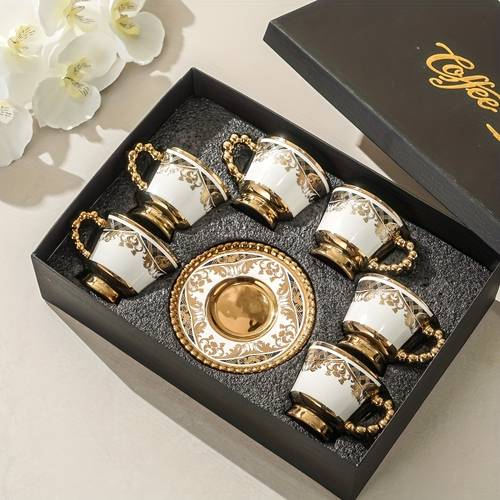 1 6 set ceramic coffee cup and saucer home kitchen dining room living room american latte coffee cup drinking cup teacup saucer mug water bottle cup saucer set for tea water coffee milk juice suitable for outdoor wedding party gift birthday