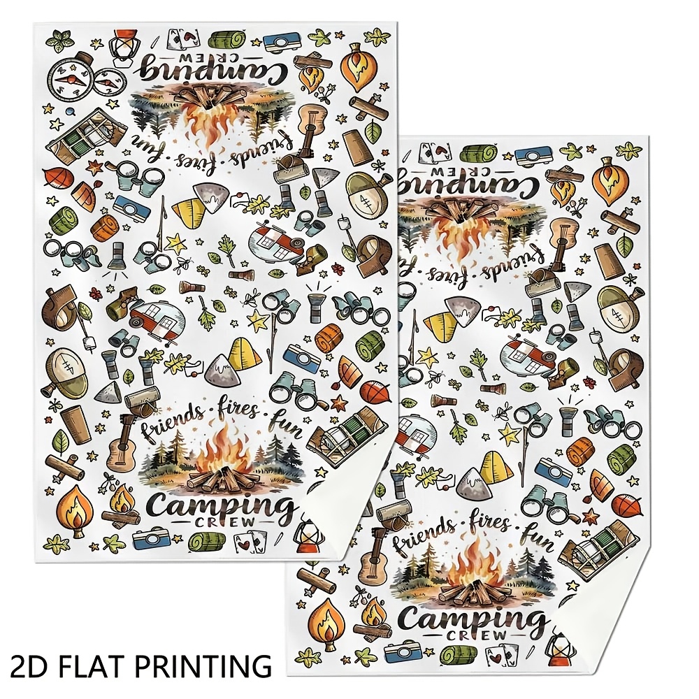 TEMU 2pcs Kitchen Towels, Camping Fires Fun Pattern Kitchen Dish Cloths Towels Kitchen Towels Dish Towels Kitchen Dish Towels Dish Hand Towels Tea