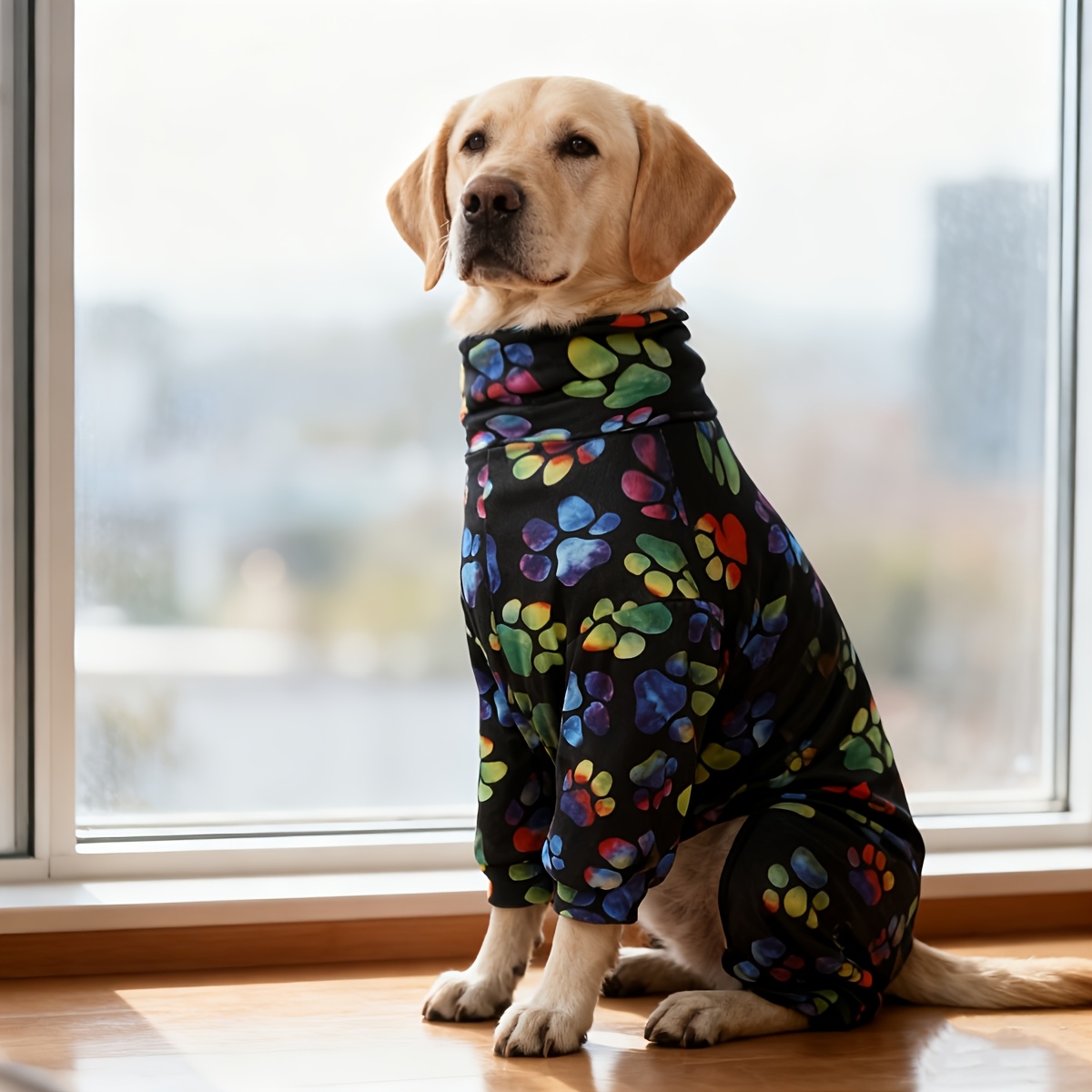 TEMU 1pc Of New Dog Pajamas, Medium And Large Size, Fashionable Dog Paw Print Greyhound Pajamas, Four-legged Clothes, Long-sleeved Pajamas For Medium