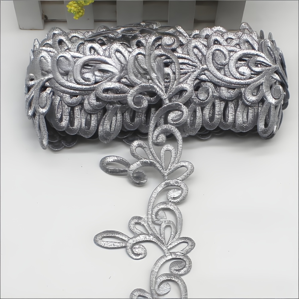E-shop 1m Goldene/Silberne Exquisite Bestickte Spitze, Vintage Dekorationsband, DIY Bastelzubehör, Geeignet für Kleidung Wohnaccessoires, mit