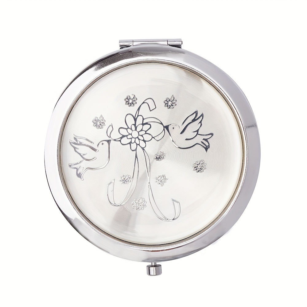

12 Pcs Wedding Couple & Wedding Dove Design Round Hand Compact Mirror Recuerdos De Nuestra Boda Party Favor/gift For Guest/bridesmaid Proposal Gift