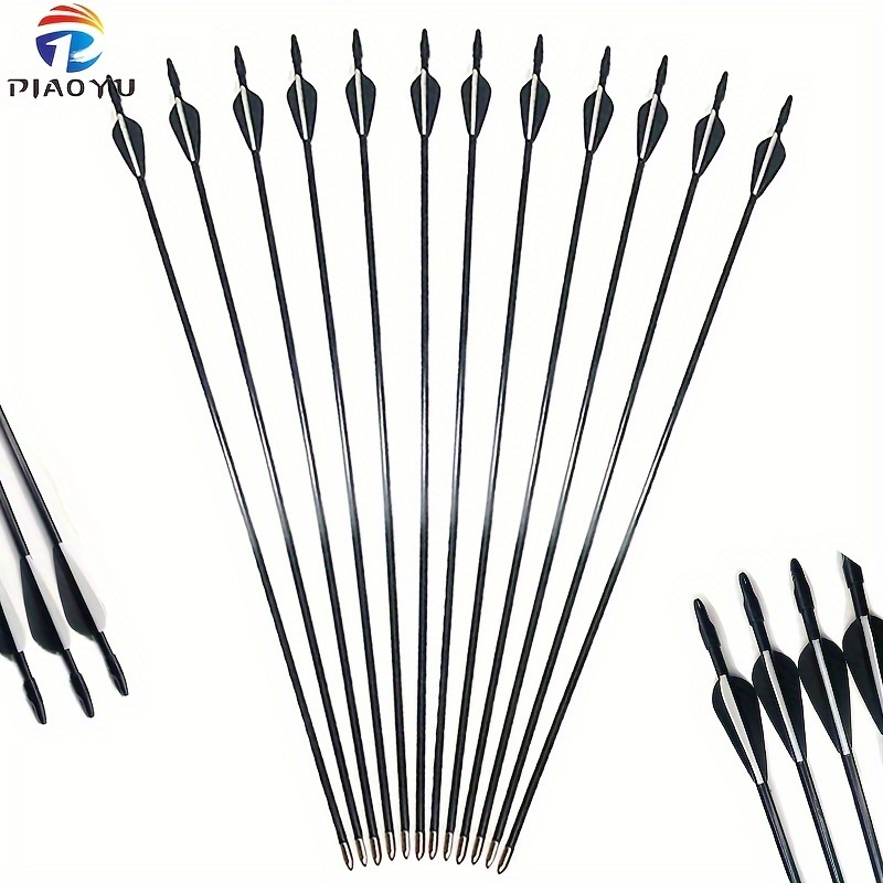 

12pcs 73.5cm Fibre de Verre Noire Adaptée aux Arcs Composés et Recourbés pour la de et Flèches de Chasse