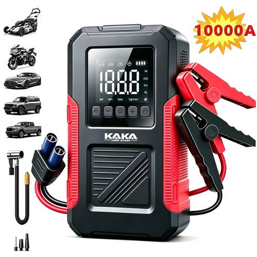 photo de l'article le démarreur de voiture portable kaka 10000a, un démarreur durgence pour batterie de voiture équipé lumière et dun écran intelligent, est extrêmement parmi et les passionnés dautomobile. il convient aux berlines et aux vus et est un incontournable pour toute voiture.