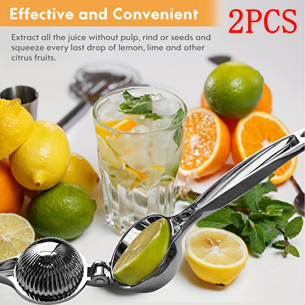 TEMU 2pcs Stainless Steel Manual Citrus Press Juicer - Heavy Duty Lemon/orange Squeezer For Commercial Kitchen, Home Use, Juice & Separation, Easy To
