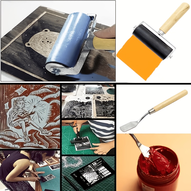 4-Pack Rubber Rollers for Craft Printing