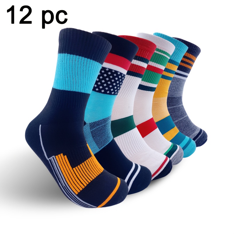 

12 Pairs Of Fashionable Colorful Crew Socks - Soft, Comfortable, And Breathable All-season Casual Socks For Outdoor Sports, Perfect Gift For Friends, For Women And Men