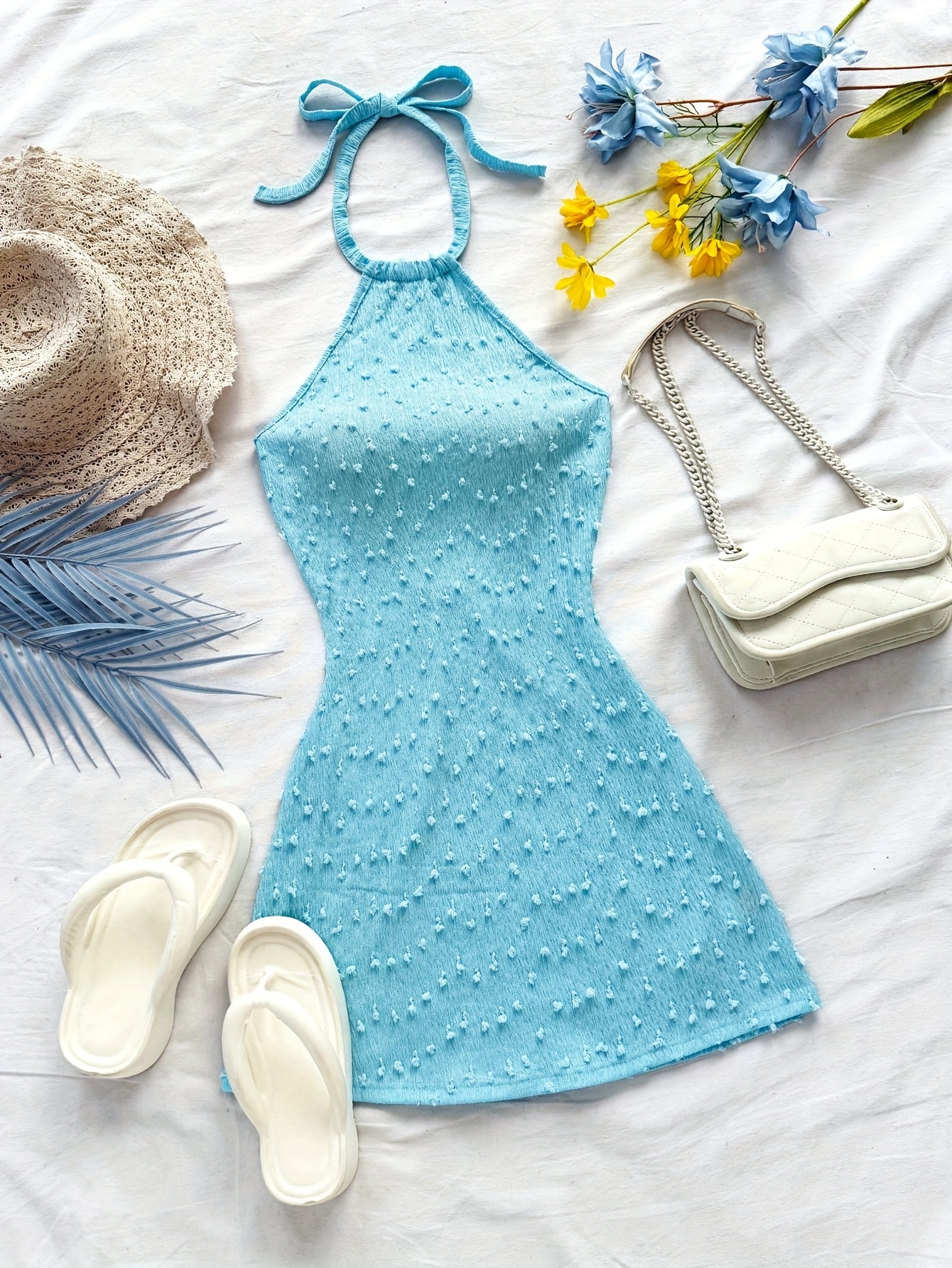 light blue dress peter pan collar Women's Blue Bodycon Dress Mini main image 1