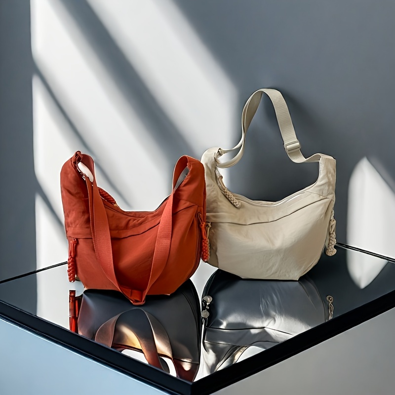 lightweight large capacity solid color crossbody bag zipper