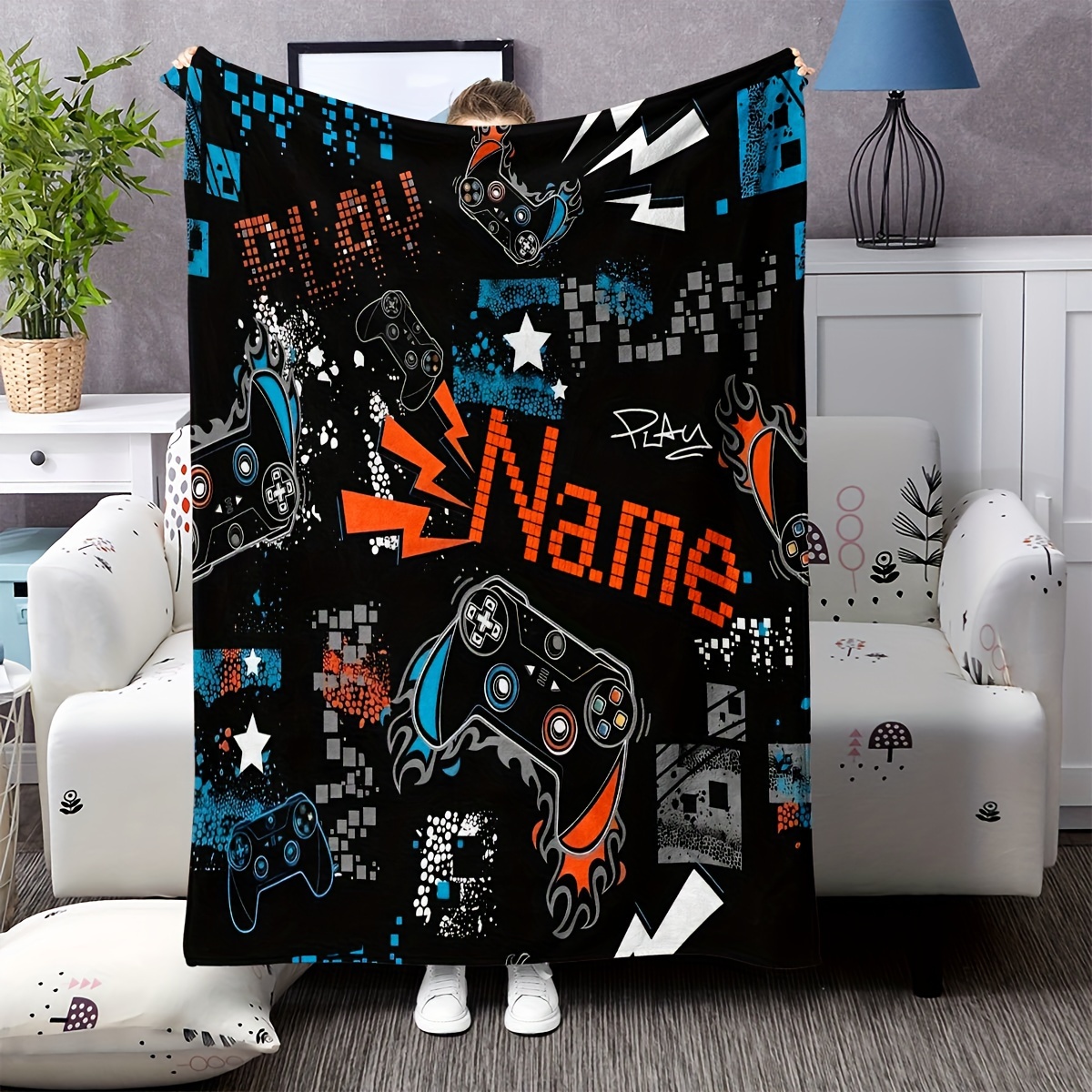 

Customizable Gamer Name Personalized Flannel Blanket - Super Soft Comfortable Fleece Throw For Bedroom, Living Room, Sofa, Travel - Hypoallergenic, Machine Washable, , Gift Blanket