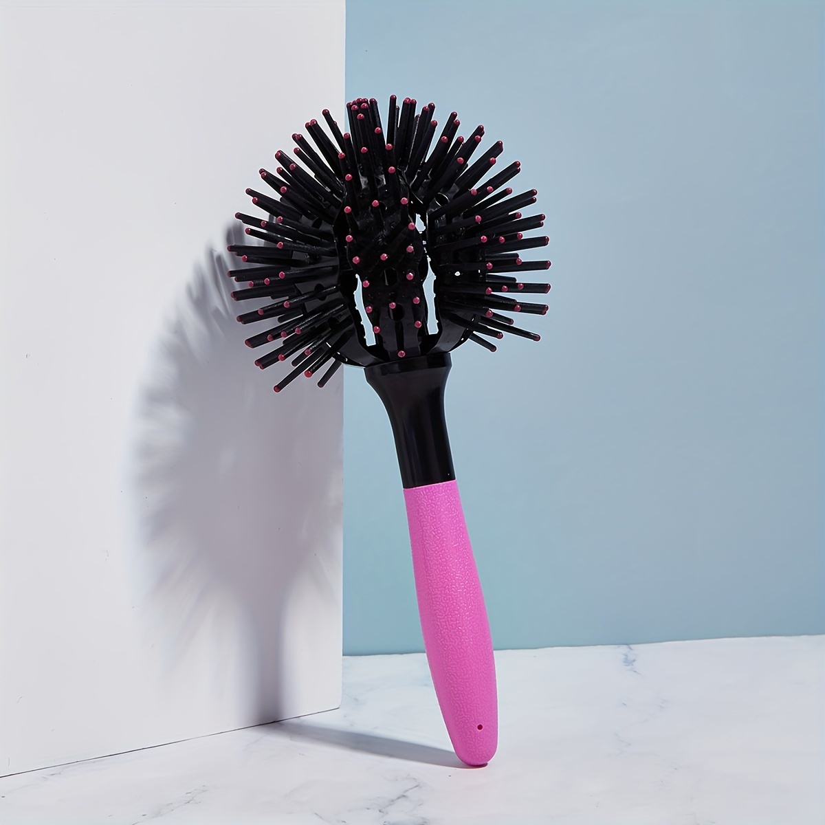 

1pc 3d Bomb Curl Hair Brush With Plastic Bristles - Heat Resistant Round Finishing Comb For Normal Hair - Anti-static Abs Handle For Blow Drying & Styling