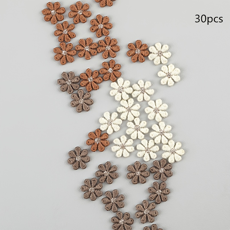 TEMU 30 pièces par paquet, patchs en tissu brodés miniatures floraux de 13 mm. Accessoires pour vêtements, chaussures, chaussettes et décoration de
