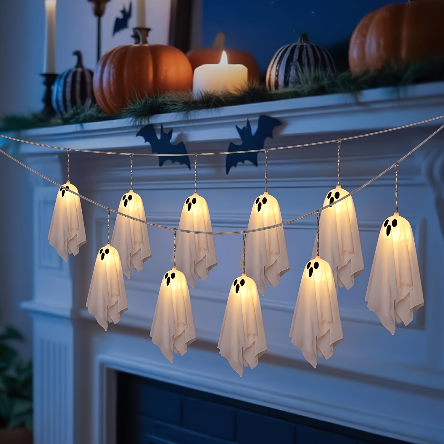 Image of 1pc Halloween Decor - 10/20led Battery Operated Halloween Decorations Lights, Led String Lights Indoor For Party, Haunted House, Fireplace, Porch, Window Decor