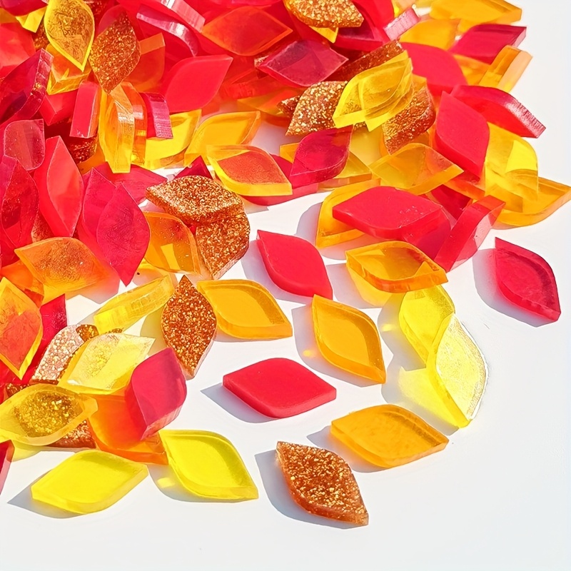 TEMU 39pcs Of Acrylic Mosaic Leaves And Petals For Handmade Candle Holders, Coasters, And Various Art Projects In Colors Like Glitter, High , Blue,