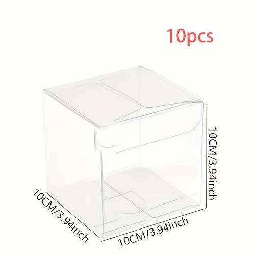gift for her him 10pcs pack transparent pvc foldable gift boxes suitable for weddings birthdays new year parties plastic packaging with color bands for diy decorations party favors souvenirs small item storage no