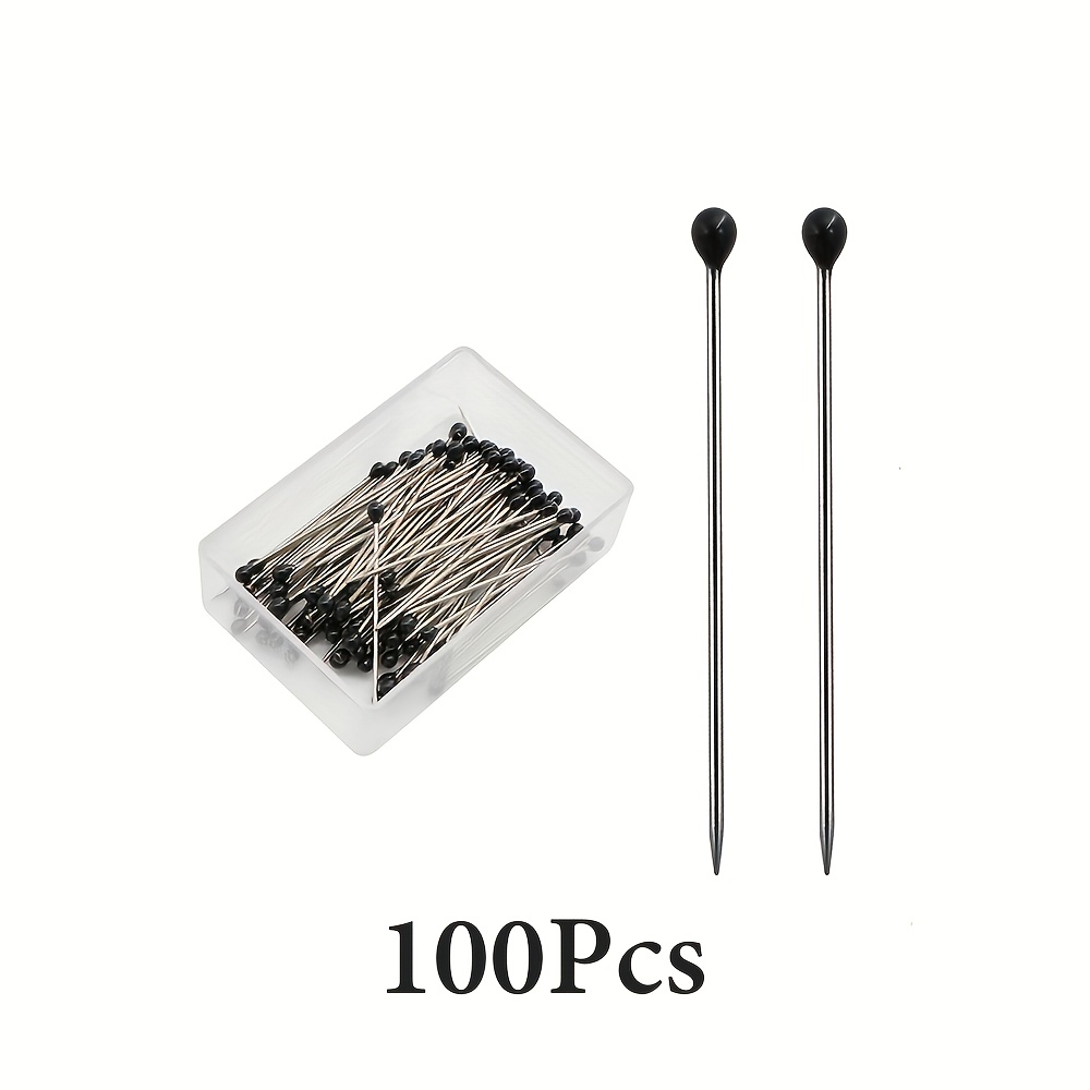 50/100pcs 0.6x2x26mm Pins With Plastic Pearl Tips - Dual-use Scarf Sliders And Brooches, Multi-functional Embroidery Pins, Fashion Accessories And Home Decor, Black And White Set