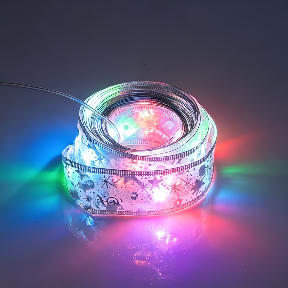 TEMU Guirnalda de luces navideñas doradas y plateadas de 205 cm/80.71 pulgadas, luz , guirnalda de luces a pilas, decoración para bodas, fiestas,