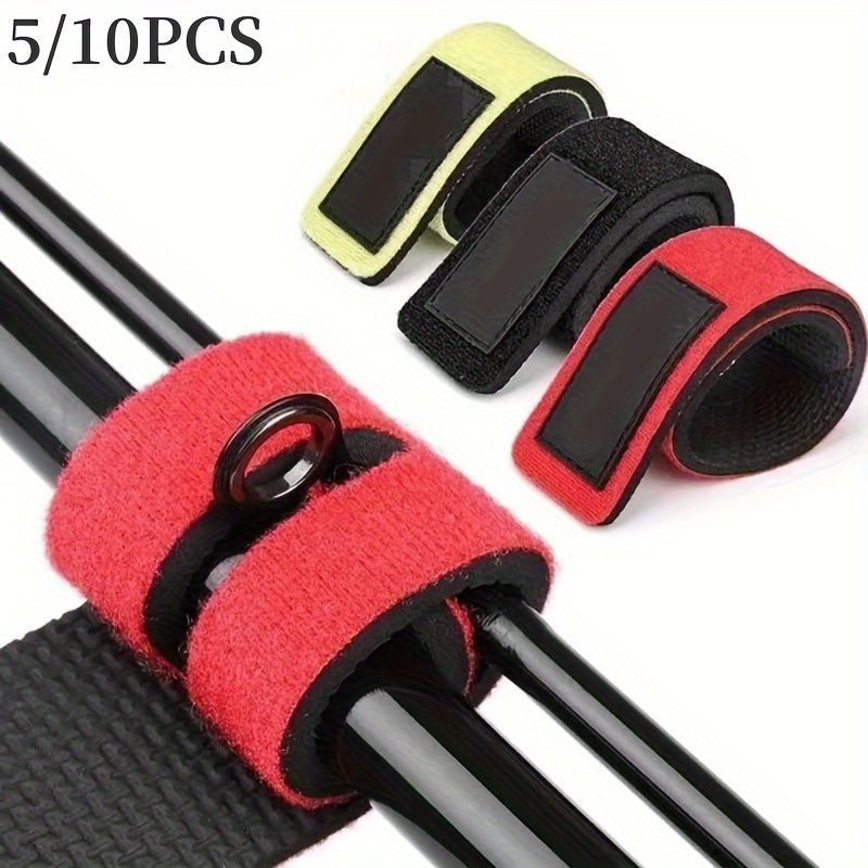 Pack of 10 Fishing Rod Holder Strap Adjustable Tie Holder Strap Pole Ties  Elastic Belt Portable Outdoor Tackle Fastener Accessories 