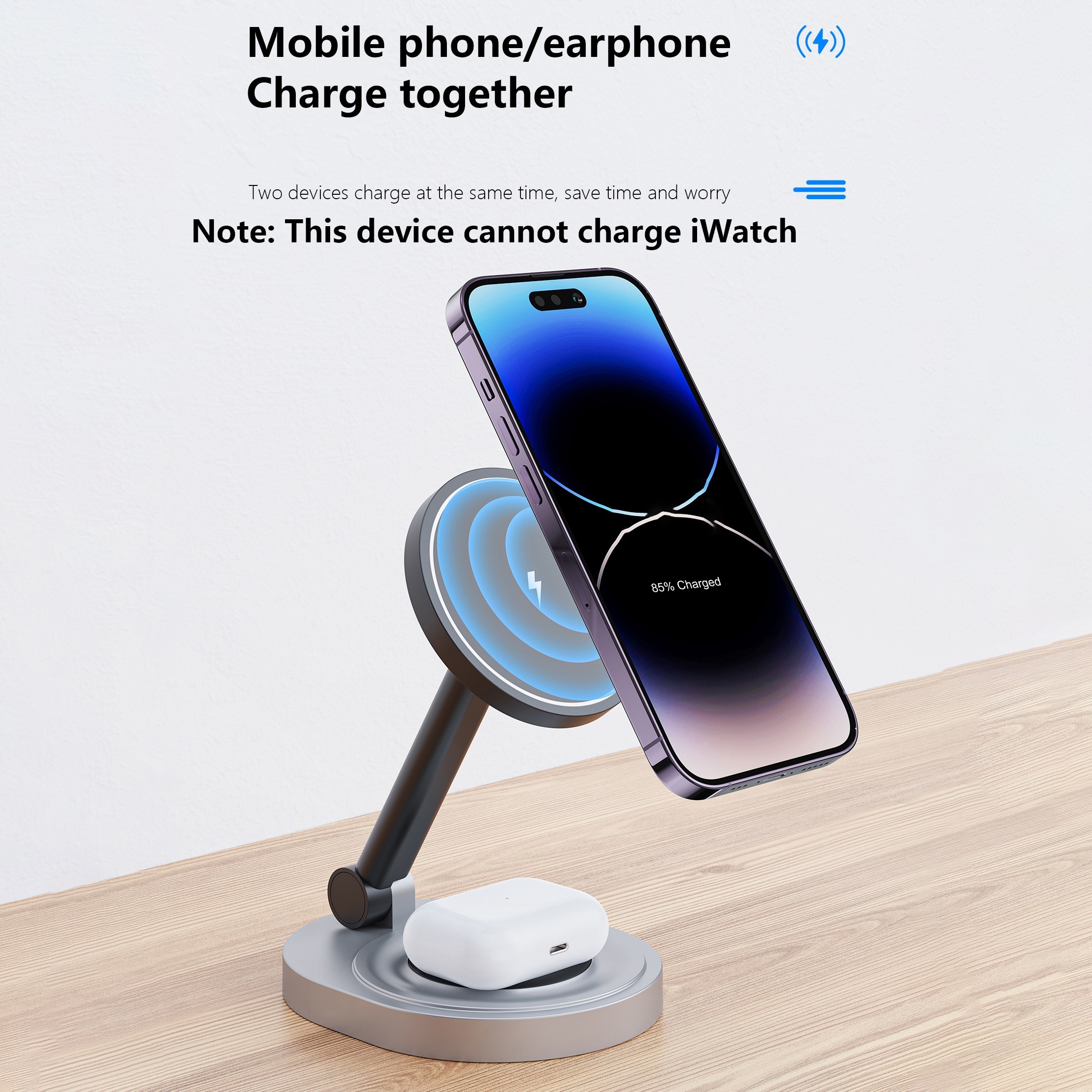 Chargeur sans fil magnétique 2 en 1, support de charge pour iPhone