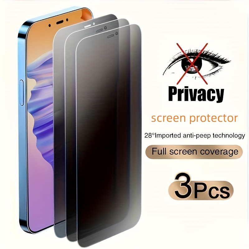 3pcs Full Cover Privacy Screen Protector for iPhone 11 12 13 PRO MAX Privacy Glass for iPhone 14 Pro 15 Pro Max Tempered Glass On The For iPhone 14 Plus 15 Plus Glass Film Privacy