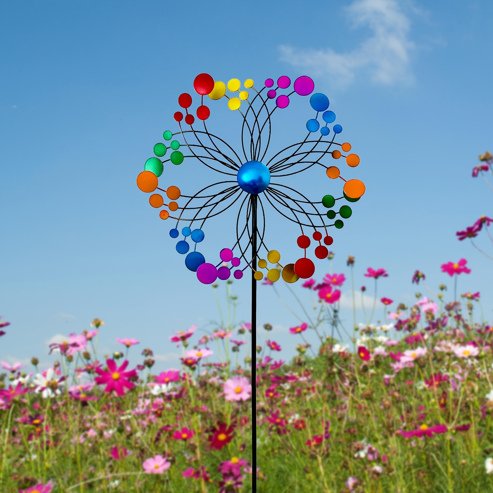 Image of Metal Wind Spinner For Garden Outdoor, Decorating Outdoor Courtyard Garden Lawn Yard Kinetic Wind Sculpture, For Courtyard, Lawn Decoration Wind Spinner