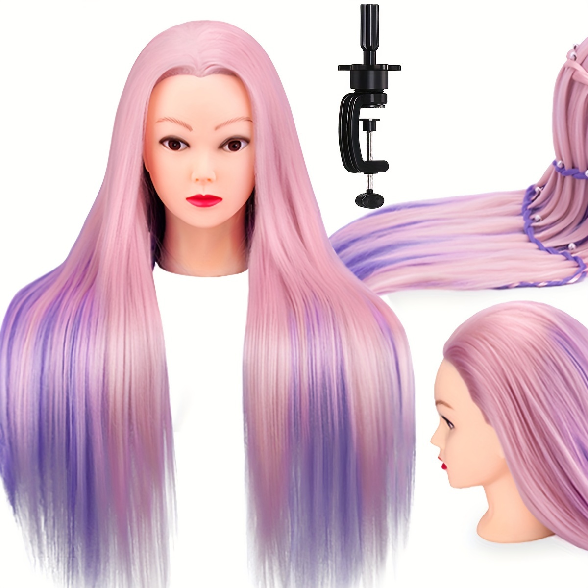 

Mannequin Head With Hair, 29 Inch Hair Mannequin Manikin Head Hair Practice Cosmetology Hair Doll Head Styling Hairdressing Training Braiding Cutting Setting With Clamp Holder