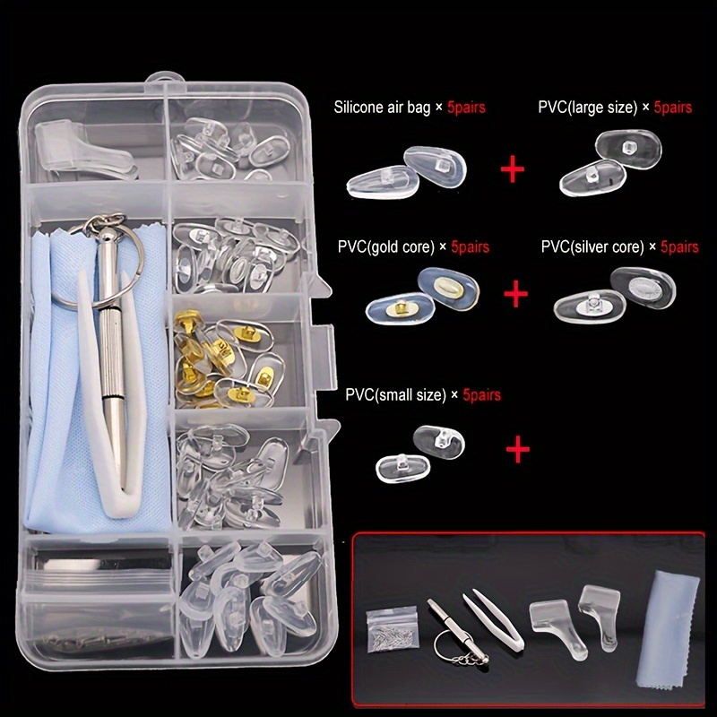 

6-in-1 Eyeglasses Kit: Includes 25 Of Pvc/nitrile , Ear , Cloth, , Screwdriver, And 50+ For