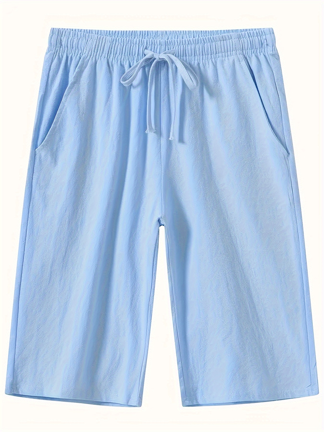 New Men's Shorts, Summer Sweat-Absorbent and Breathable Solid Color Casual Beach Drawstring shorts.