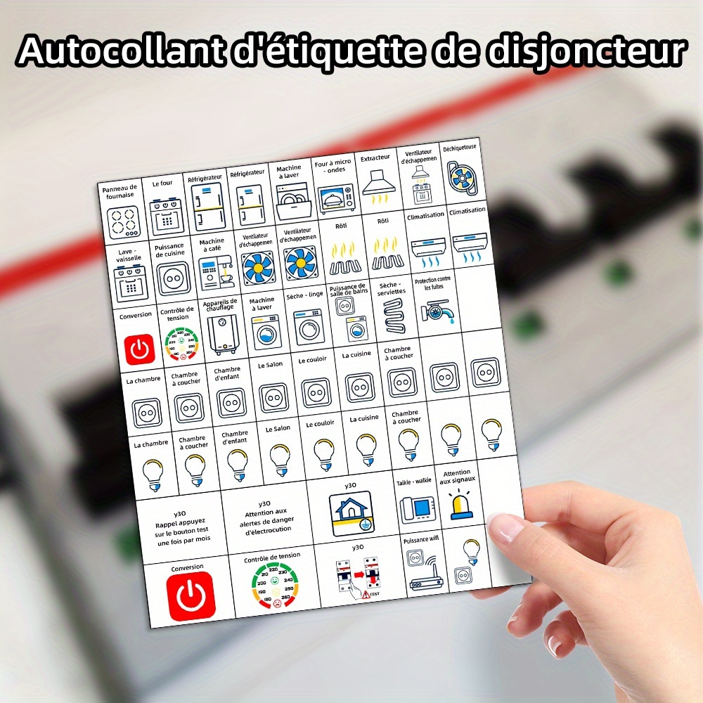 Circuit Breaker Index Label Stickers, 57pcs In 1 Set For Electrical Panel Retrieval Labels, Reminder Stickers, Stickers, Easy Identification Decals, French Label Sticker Set