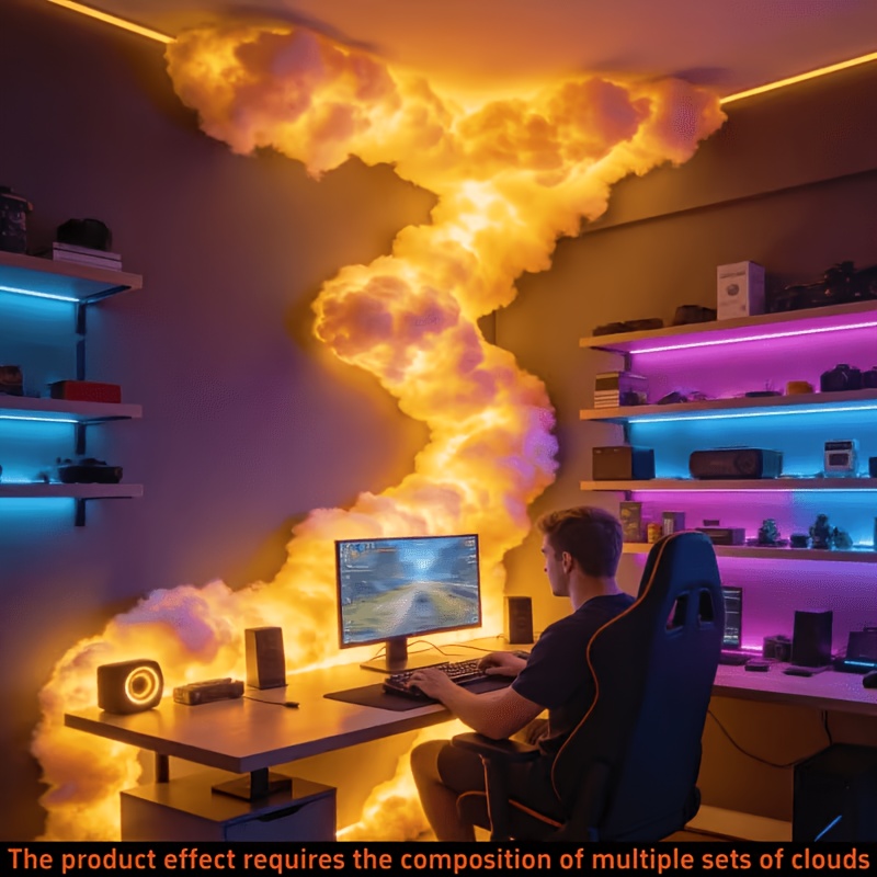 DIY 3D Thunder Cloud LED Light Strip, USB Music Sync RGB