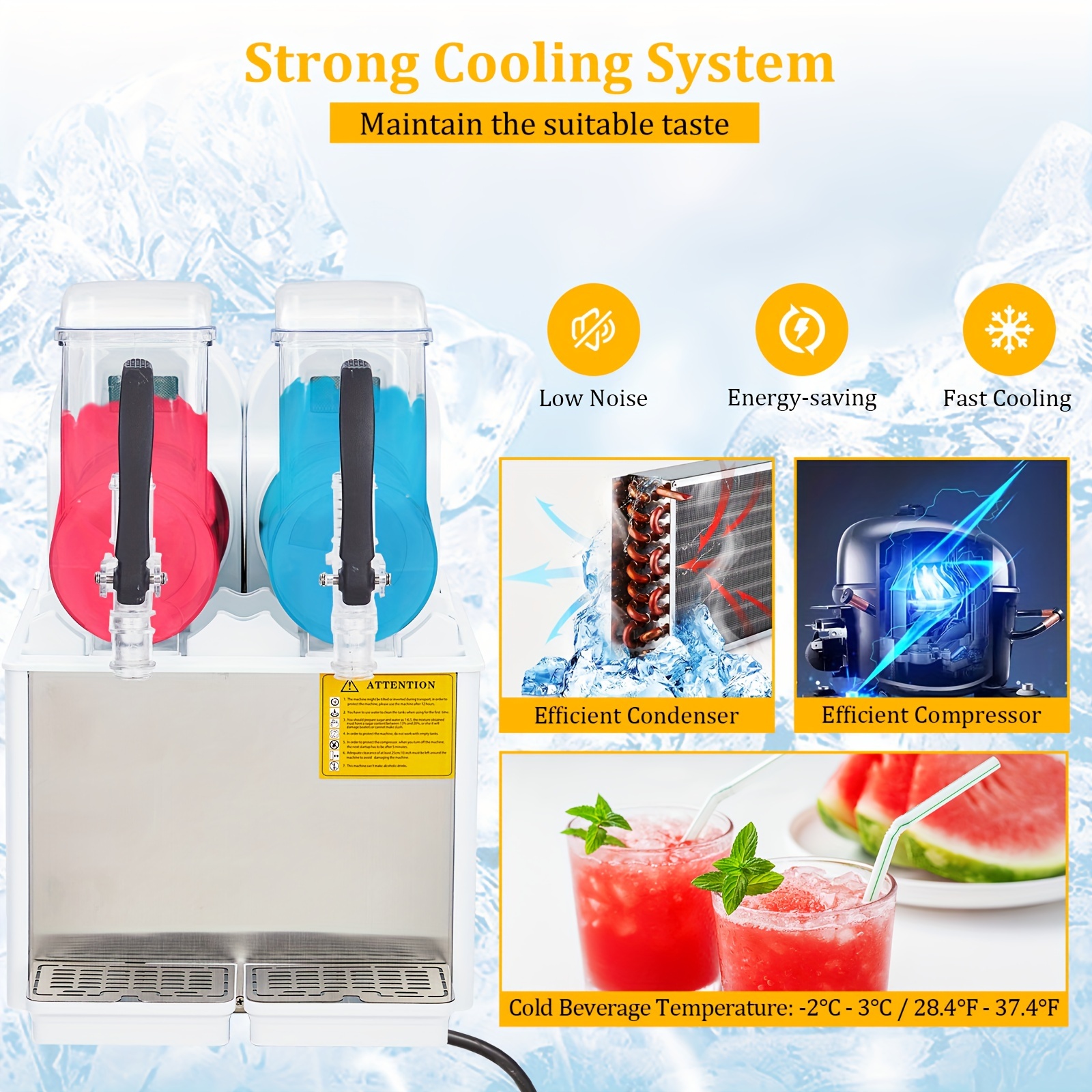 4lx2tank commercial slushie machine 370w stainless steel slushy machine for   drinks large capacity durable materials multi functional use Product details 4