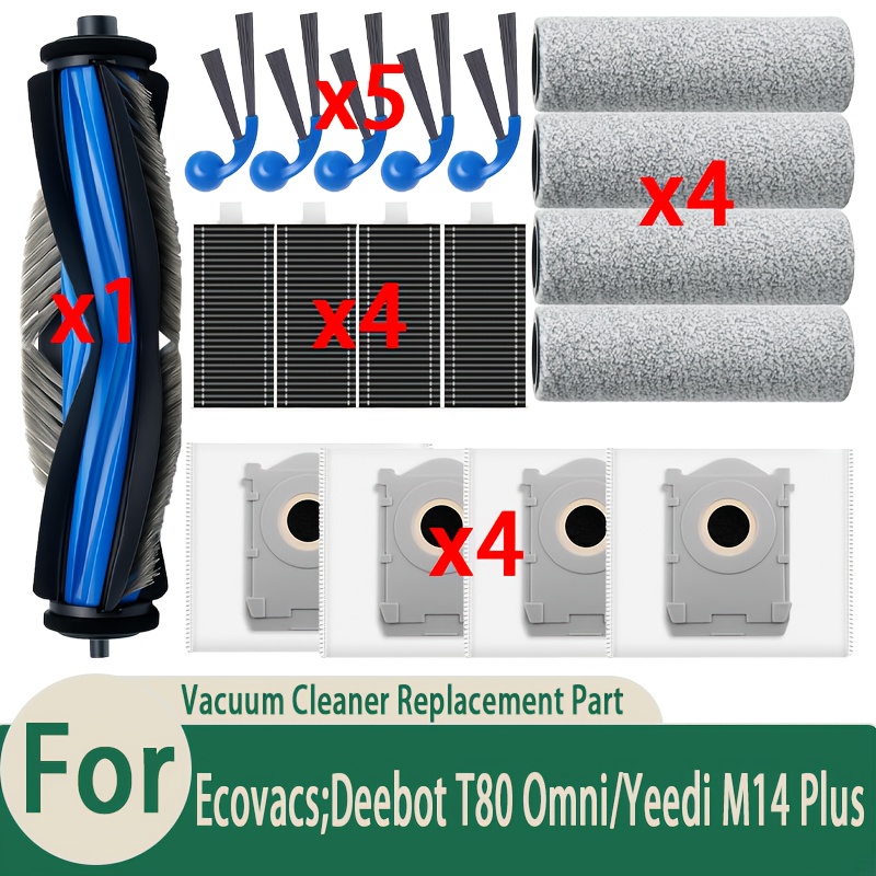TEMU Kit de remplacement d'accessoires 18 pièces pour l'aspirateur robot T80 OMNI et M14 Plus - un ensemble complet comprenant 1 brosse principale, 4