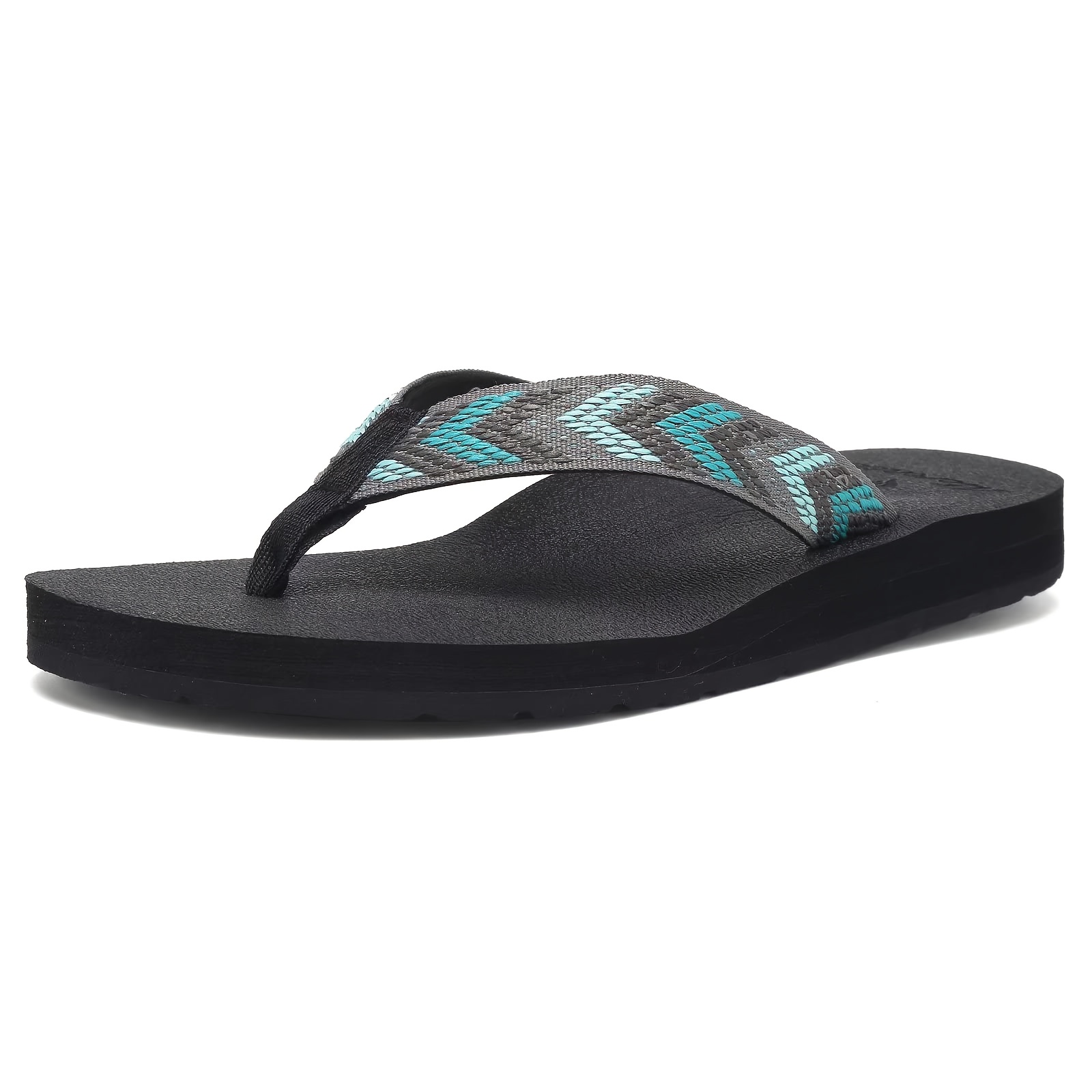 womens lightweight flip flops comfortable non slip eva sole flat heel striped pattern indoor outdoor beach slippers for summer casual slip   summer sandals casual flip flops eva sole slippers strappy sandals Product details 3