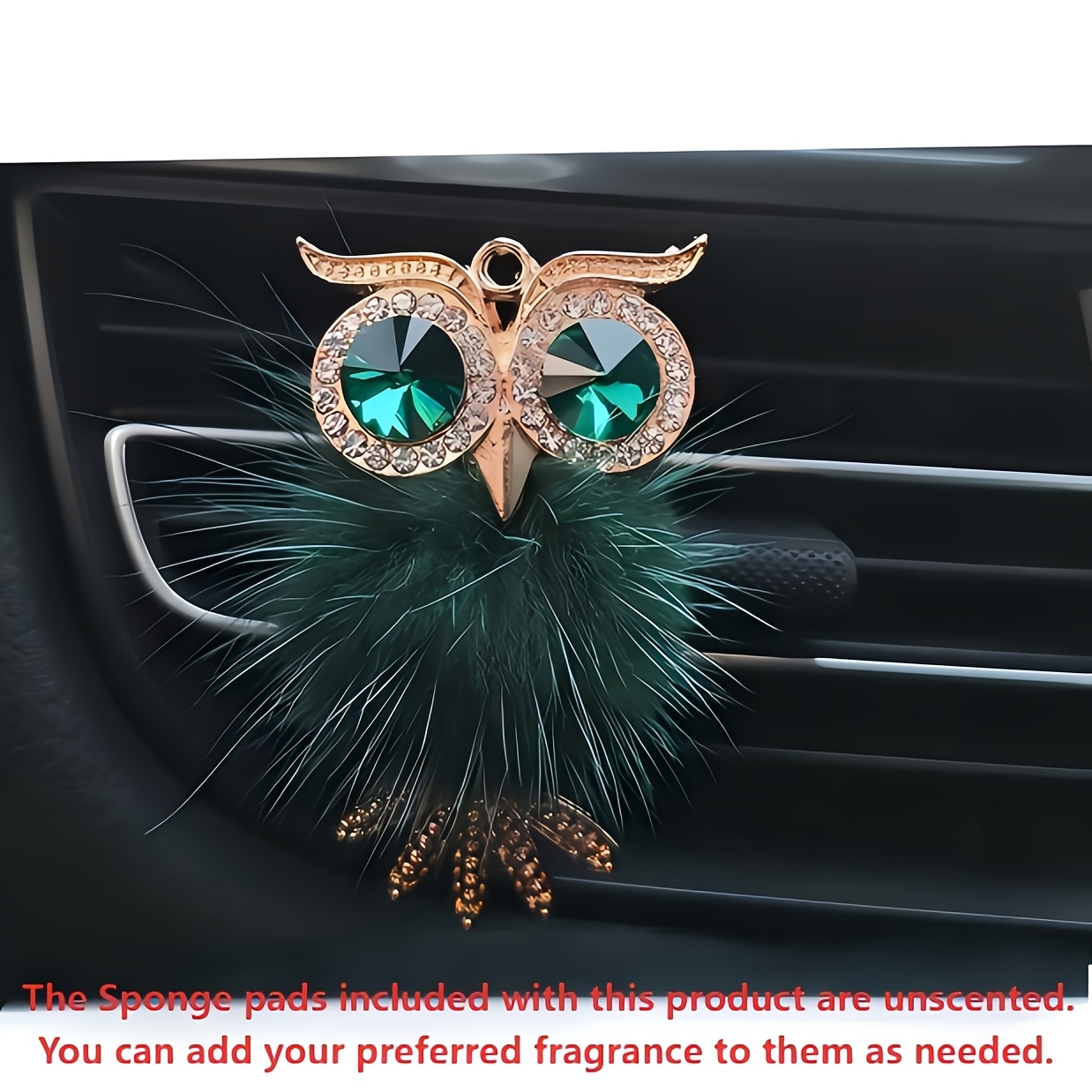 Image of Owl Car Air Freshener, Car Air Fragrance Sheets, Sparkling Crystals, Cute Plush Owl Car Vent Clip, Animal-shaped Fragrance, Includes Sponge Sheets "unscented", Without Battery