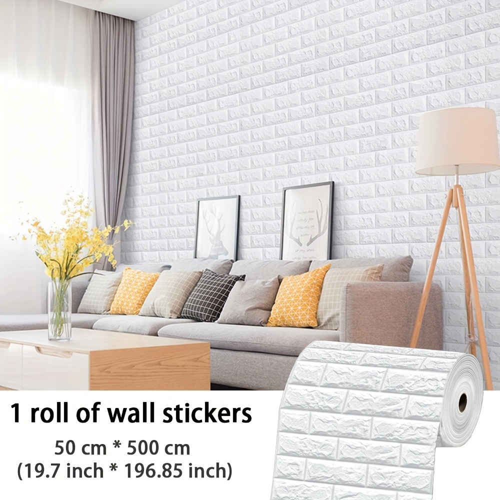 

White 3d Brick Pattern Self-adhesive Wallpaper - Waterproof & Moisture-resistant, For Home Renovation And Bedroom Decor