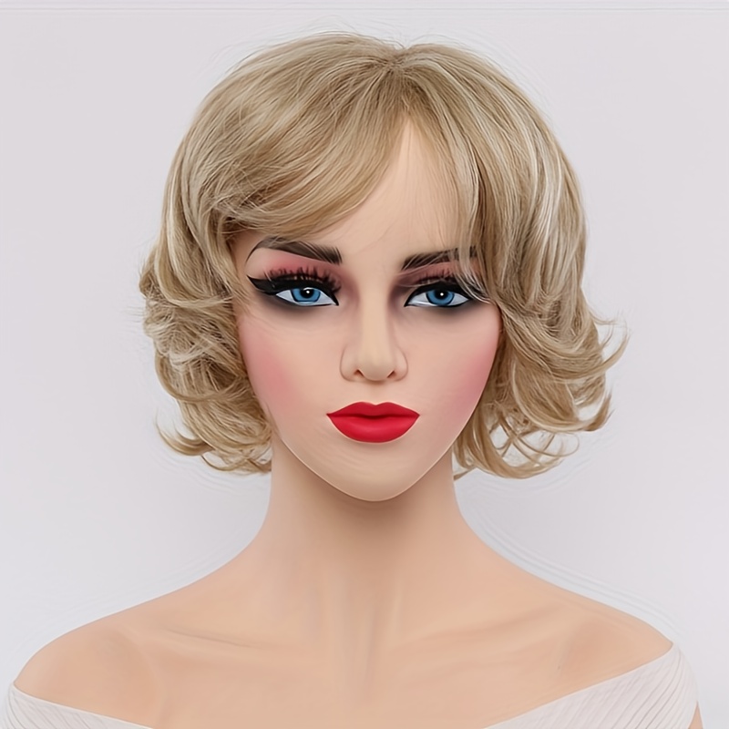 TEMU 1pc Of Colored Mixed Ribbon Diagonal Bangs Synthetic Synthetic Wig For Daily Middle-aged Women, Suitable For , And For Beginners, A New Year's